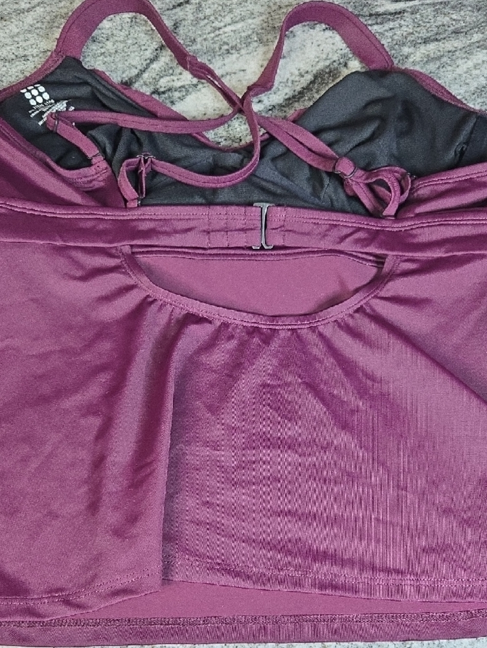 Title Nine Women 36DD Deep Plum Multi Adjustable Strap Tankini Swim Top - Picture 7 of 7